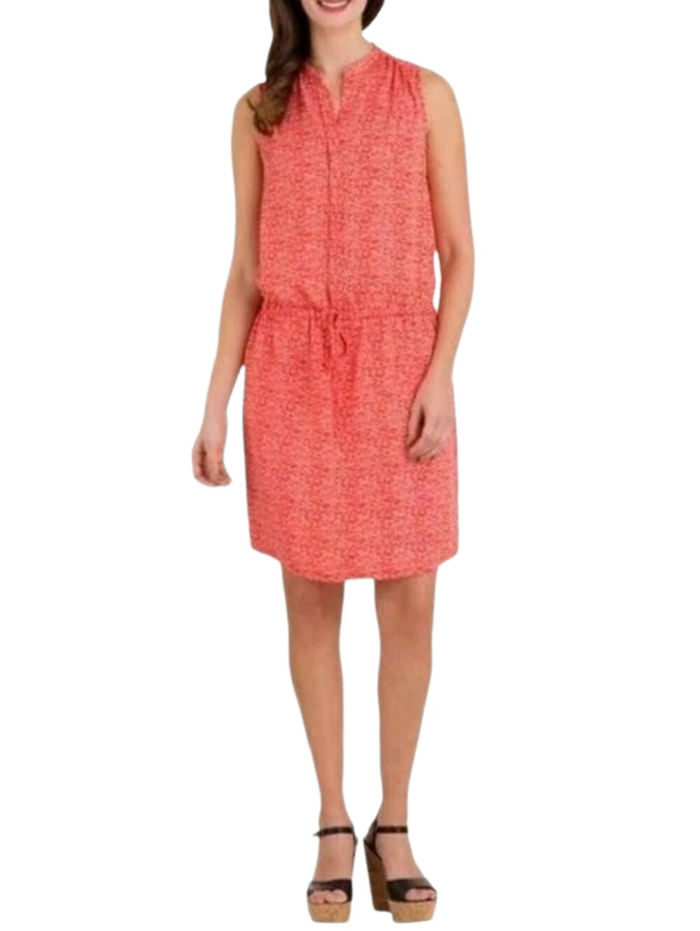 Hilary Radley Sleeveless Tunic Dress Orange Poppy Print Casual Classic Women's 6